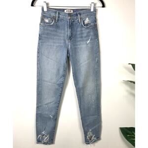Agolde Sophie Crop in Vertigo Distressed Skinny Light Wash Denim Jeans Size 24